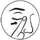 A close-up of a finger pointing to a face
Description automatically generated
